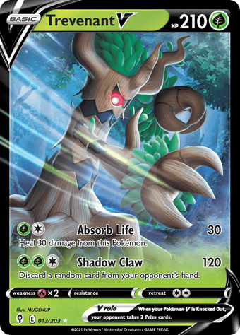 Trevenant V Evolving Skies Pokemon Card