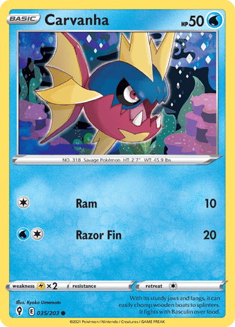 Carvanha Evolving Skies Pokemon Card