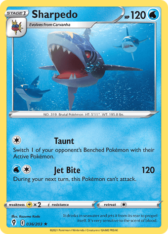 Sharpedo Evolving Skies Pokemon Card