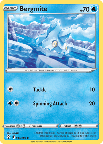 Bergmite Evolving Skies Pokemon Card