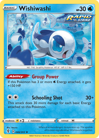 Wishiwashi Evolving Skies Pokemon Card