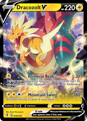 Dracozolt V Evolving Skies Pokemon Card