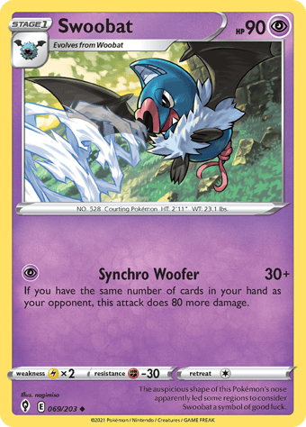 Swoobat Evolving Skies Pokemon Card