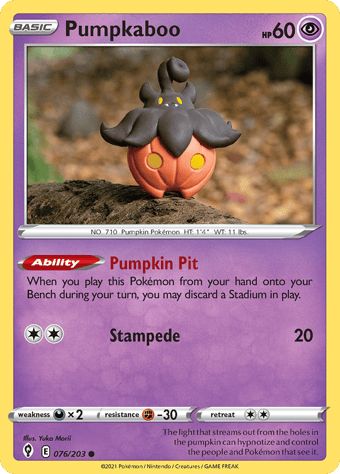 Pumpkaboo Evolving Skies Pokemon Card