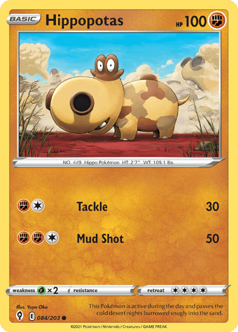 Hippopotas Evolving Skies Pokemon Card