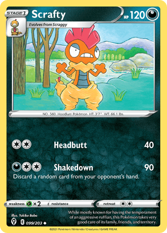 Scrafty Evolving Skies Pokemon Card