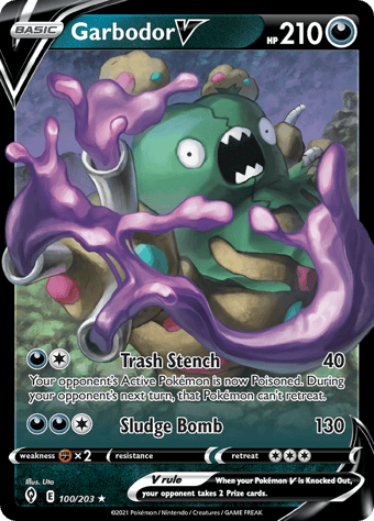 Garbodor V Evolving Skies Pokemon Card