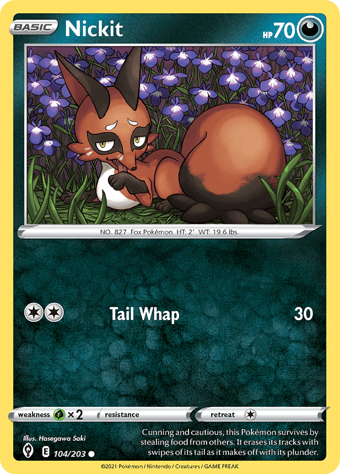 Nickit Evolving Skies Pokemon Card