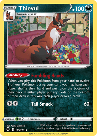 Thievul Evolving Skies Pokemon Card