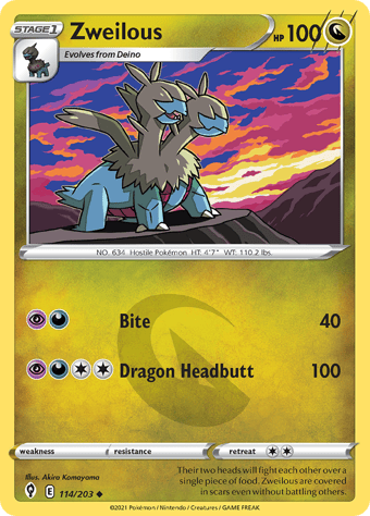 Zweilous Evolving Skies Pokemon Card