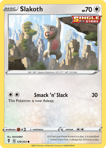 Slakoth Evolving Skies Pokemon Card