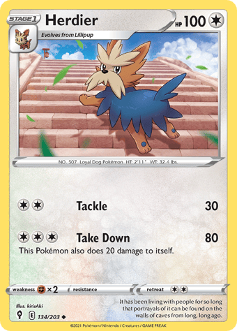 Herdier Evolving Skies Pokemon Card