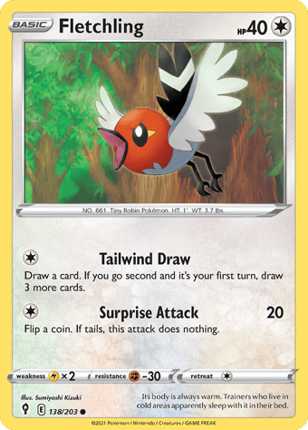 Fletchling Evolving Skies Pokemon Card