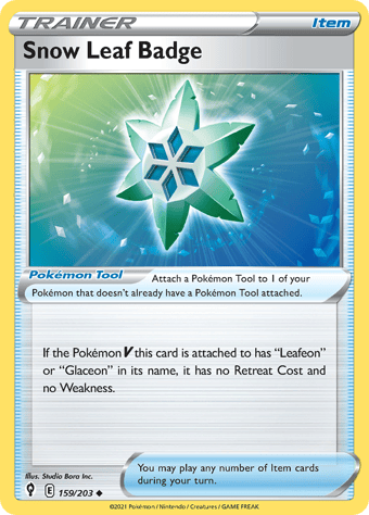 Snow Leaf Badge Evolving Skies Pokemon Card