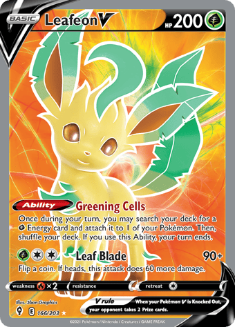 Leafeon V Evolving Skies Pokemon Card
