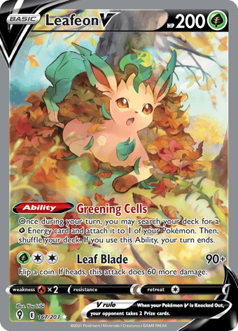 Leafeon V Evolving Skies Pokemon Card