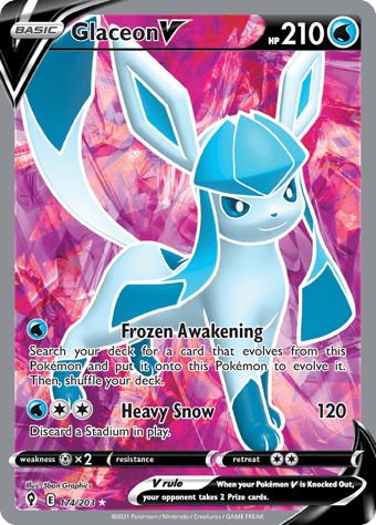 Glaceon V Evolving Skies Pokemon Card