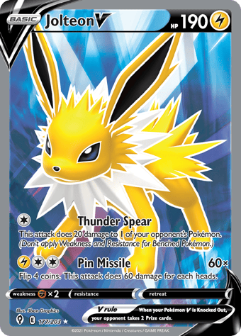 Jolteon V Evolving Skies Pokemon Card