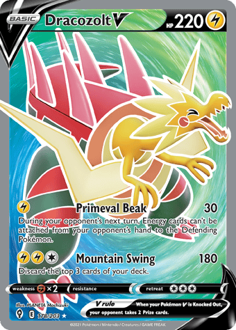 Dracozolt V Evolving Skies Pokemon Card
