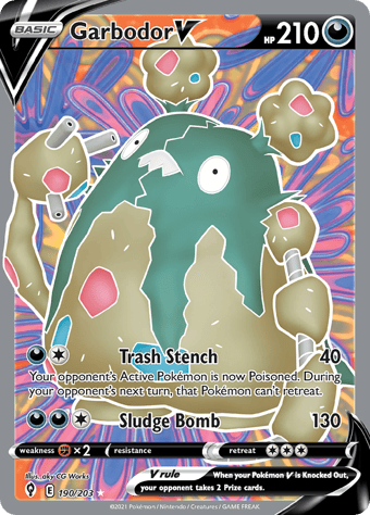 Garbodor V Evolving Skies Pokemon Card