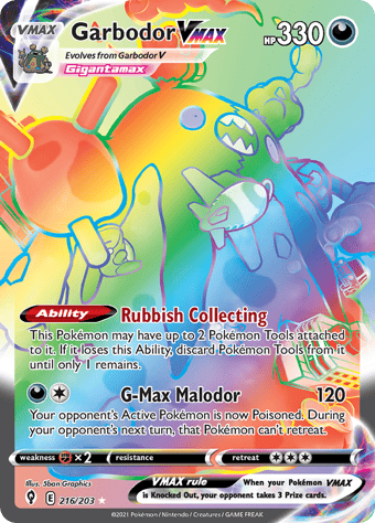 Garbodor VMAX Evolving Skies Pokemon Card