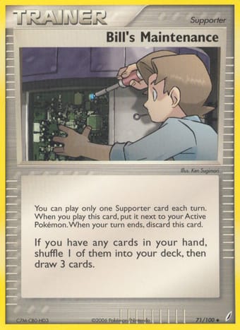 Bill's Maintenance EX Crystal Guardians Pokemon Card
