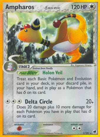 Ampharos δ EX Dragon Frontiers Pokemon Card