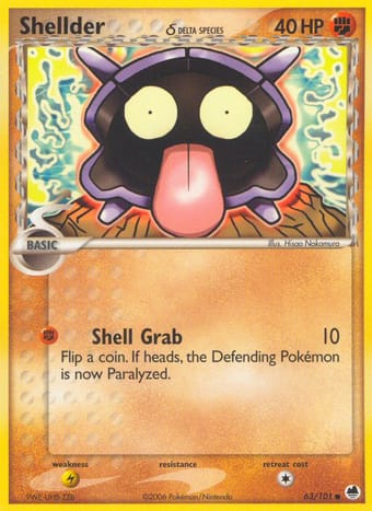 Shellder δ EX Dragon Frontiers Pokemon Card