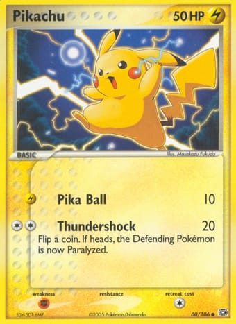 Pikachu EX Emerald Pokemon Card