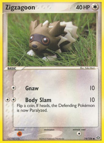 Zigzagoon EX Emerald Pokemon Card