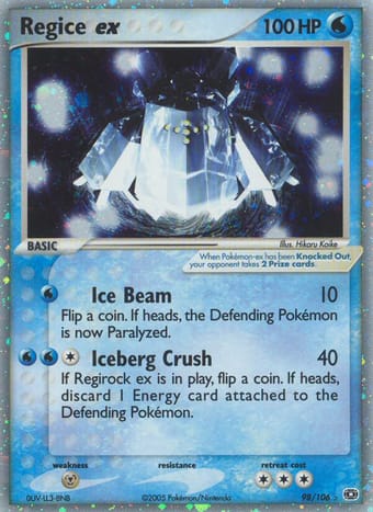 Regice ex EX Emerald Pokemon Card
