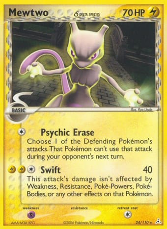 Mewtwo δ EX Holon Phantoms Pokemon Card