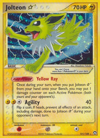 Jolteon Star EX Power Keepers Pokemon Card