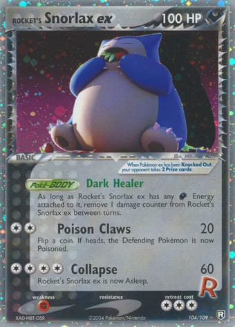 Rocket's Snorlax ex EX Team Rocket Returns Pokemon Card