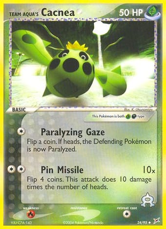 Team Aqua's Cacnea EX Team Magma vs Team Aqua Pokemon Card