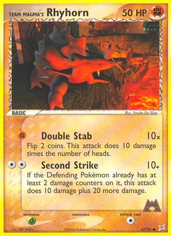 Team Magma's Rhyhorn EX Team Magma vs Team Aqua Pokemon Card