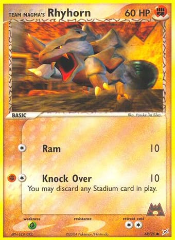 Team Magma's Rhyhorn EX Team Magma vs Team Aqua Pokemon Card