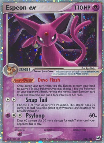 Espeon ex EX Unseen Forces Pokemon Card