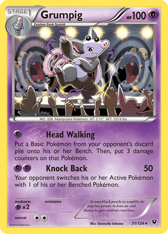 Grumpig Fates Collide Pokemon Card