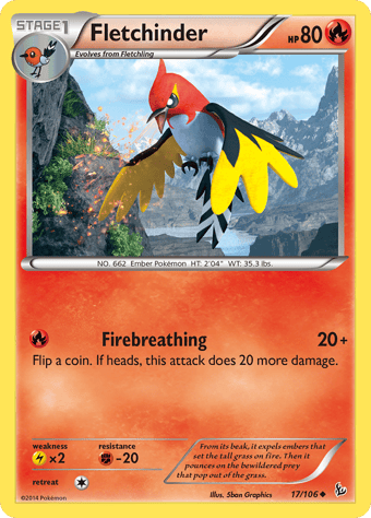 Fletchinder Flashfire Pokemon Card