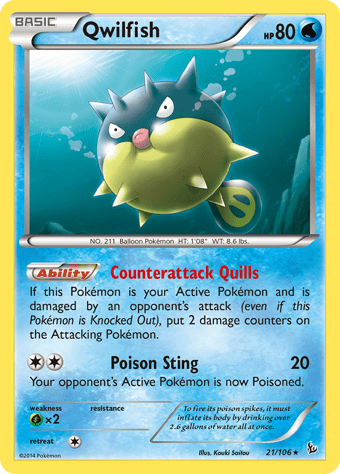 Qwilfish Flashfire Pokemon Card