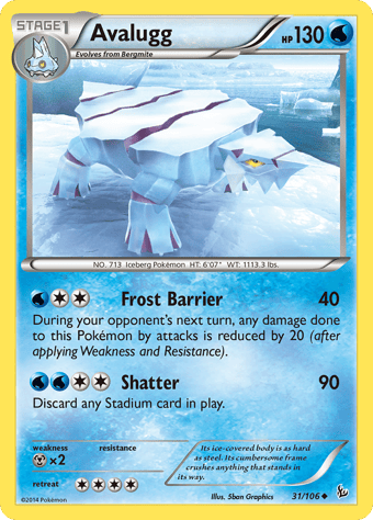 Avalugg Flashfire Pokemon Card