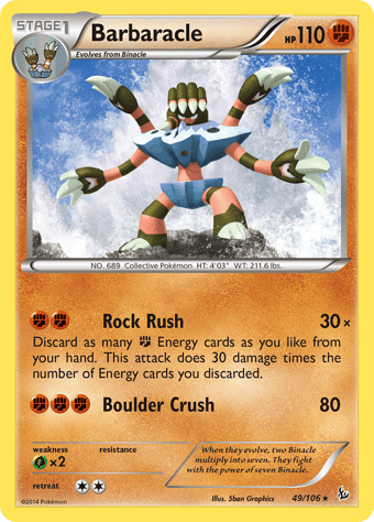 Barbaracle Flashfire Pokemon Card