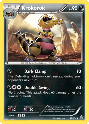 Krokorok Flashfire Pokemon Card