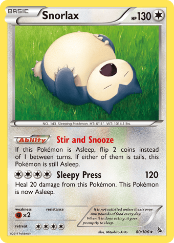 Snorlax Flashfire Pokemon Card