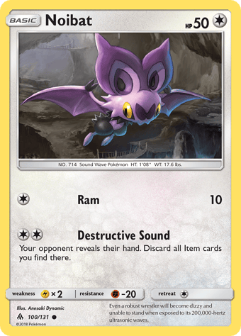 Noibat Forbidden Light Pokemon Card