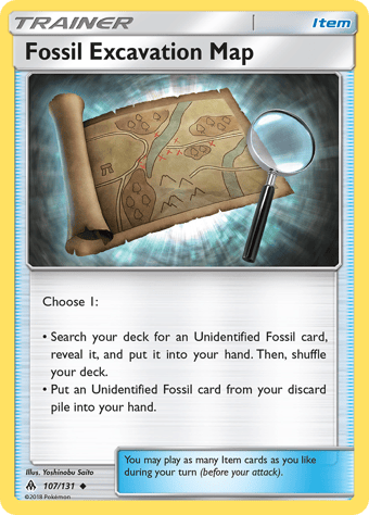 Fossil Excavation Map Forbidden Light Pokemon Card