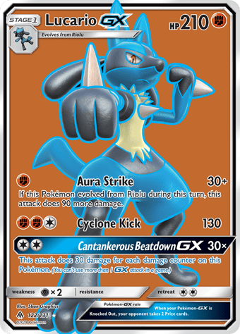 Lucario-GX Forbidden Light Pokemon Card