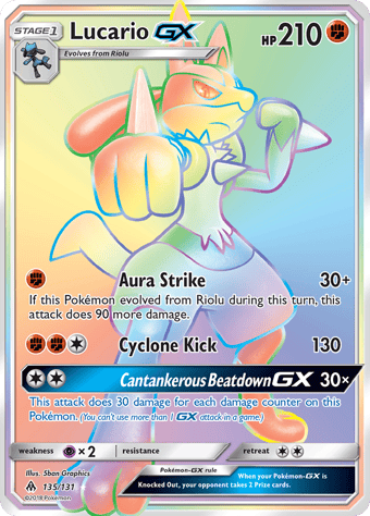 Lucario-GX Forbidden Light Pokemon Card