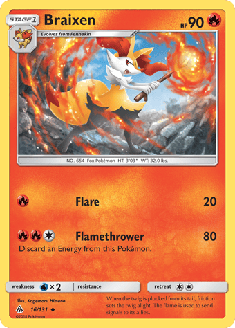 Braixen Forbidden Light Pokemon Card